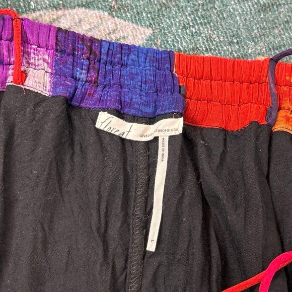 Anthropologie Floreat Dress Large Green Red Blue Watercolor Off Shoulder Flowy - Picture 3 of 16